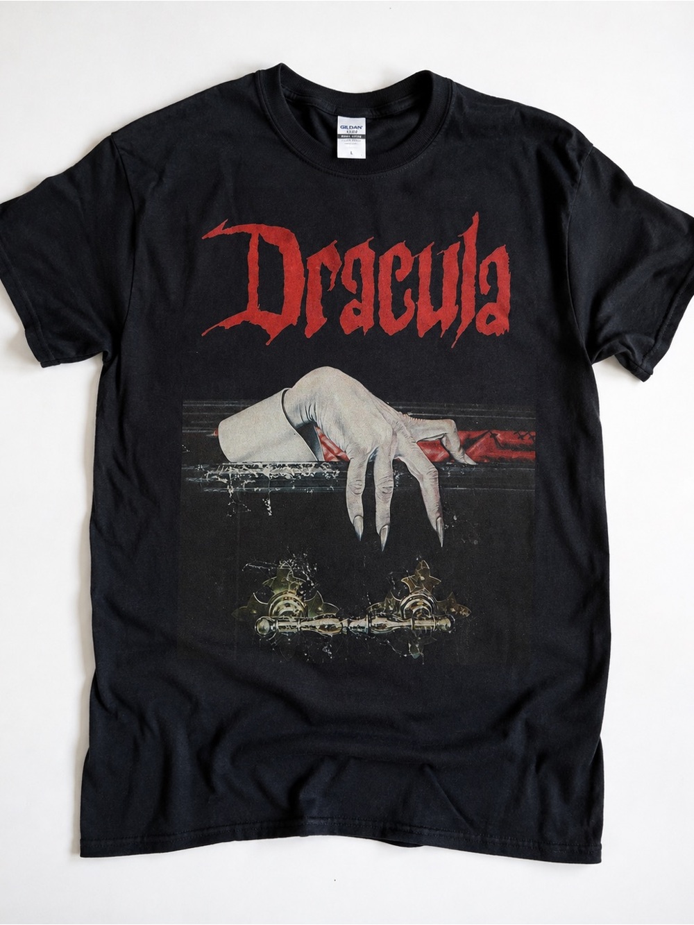 Gildan Black T‑Shirt with Red "Dracula" Graphic